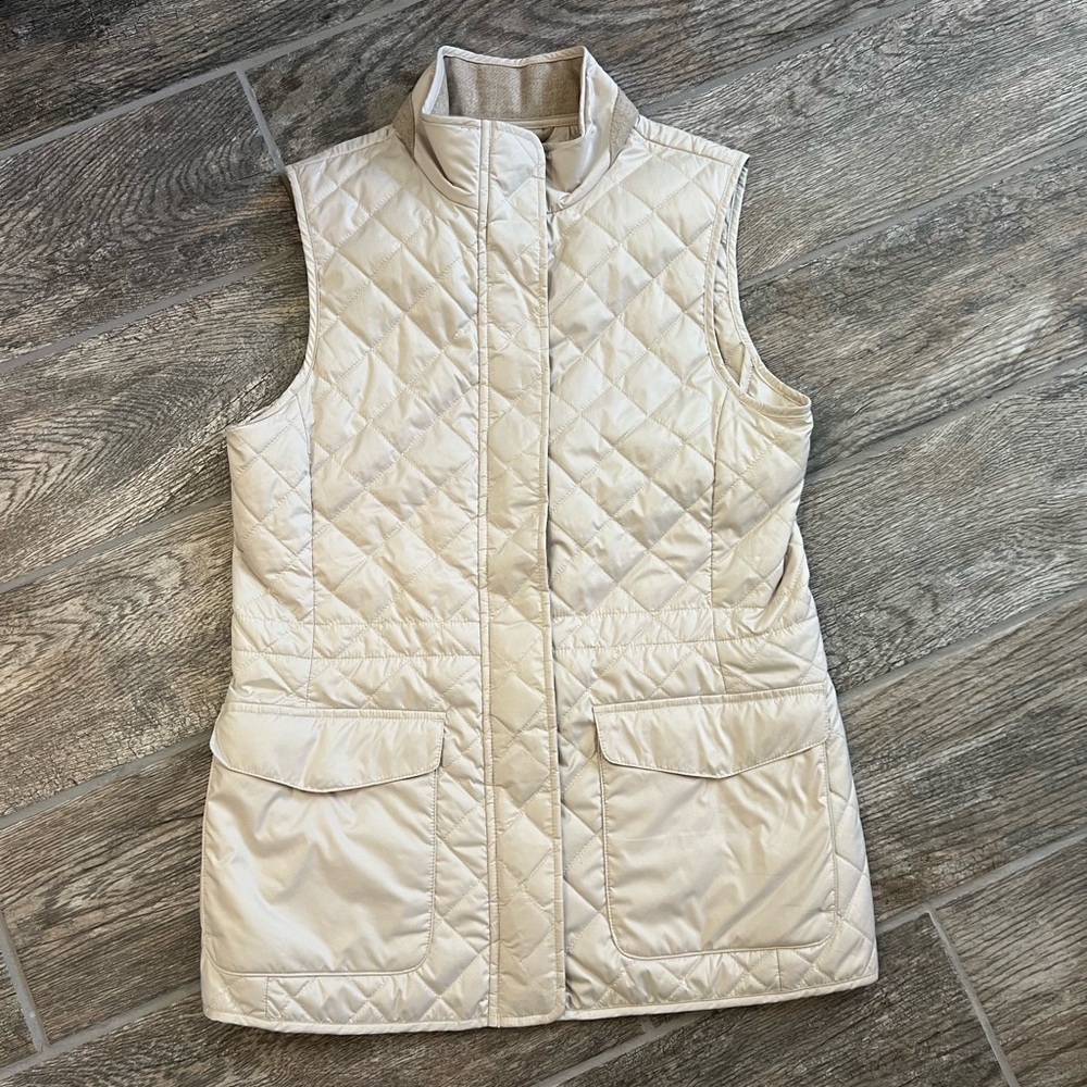 NEW Peter Millar Addison quilted travel vest PGA women’s small off-white tan NWT